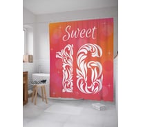 Штора (занавеска) для ванной JoyArty "Сладкие цифровые узоры" из сатена, 180х200 см с крючками, sc_34219