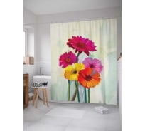 Штора (занавеска) для ванной JoyArty "Цветочная картина маслом" из сатена, 180х200 см с крючками, sc_74201