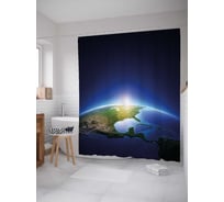 Штора (занавеска) для ванной JoyArty "Земля с космоса" из сатена, 180х200 см с крючками, sc_37983