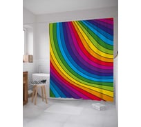 Штора (занавеска) для ванной JoyArty "Абстрактные радужные полосы" из сатена, 180х200 см с крючками, sc_38464