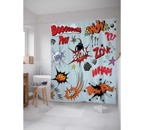 Штора (занавеска) для ванной JoyArty "Взрывной рисунок" из сатена, 180х200 см с крючками, sc_9675