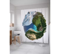 Штора (занавеска) для ванной JoyArty "Жизнь на Земле" из сатена, 180х200 см с крючками, sc_37986