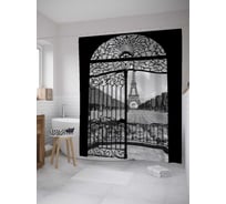 Штора (занавеска) для ванной JoyArty "Вид на Елисейские поля" из сатена, 180х200 см с крючками, sc_8551