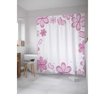 Штора (занавеска) для ванной JoyArty "Цветы вокруг" из сатена, 180х200 см с крючками, sc_35510