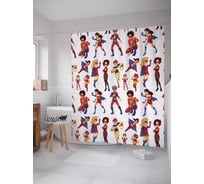 Штора (занавеска) для ванной JoyArty "Девушки-супергерои" из сатена, 180х200 см с крючками, sc_38700