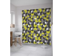 Штора (занавеска) для ванной JoyArty "Абстрактные кубы" из сатена, 180х200 см с крючками, sc_34689