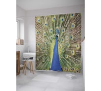Штора (занавеска) для ванной JoyArty "Величие павлина" из сатена, 180х200 см с крючками, sc_8837