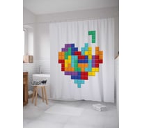 Штора (занавеска) для ванной JoyArty "Любовный пазл" из сатена, 180х200 см с крючками, sc_9771