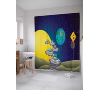 Штора (занавеска) для ванной JoyArty "Дорога пришельцев" из сатена, 180х200 см с крючками, sc_6905