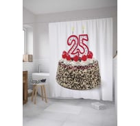 Штора (занавеска) для ванной JoyArty "Торт со свечами" из сатена, 180х200 см с крючками, sc_34168