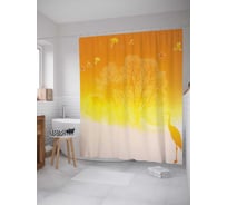 Штора (занавеска) для ванной JoyArty "Птицы летят на юг" из сатена, 180х200 см с крючками, sc_38006