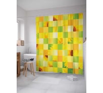 Штора (занавеска) для ванной JoyArty "Подсолнуховый пазл" из сатена, 180х200 см с крючками, sc_9850