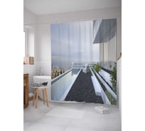 Штора (занавеска) для ванной JoyArty "Узкий бассейн" из сатена, 180х200 см с крючками, sc_34929