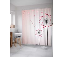 Штора (занавеска) для ванной JoyArty "Одуванчики любви" из сатена, 180х200 см с крючками, sc_3400