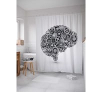 Штора (занавеска) для ванной JoyArty "Механический мозг" из сатена, 180х200 см с крючками, sc_4267