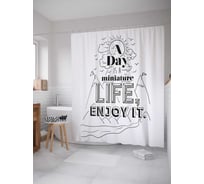 Штора (занавеска) для ванной JoyArty "День - это миниатюрная жизнь, наслаждайся ею" из сатена, 180х200 см с крючками, sc_37380