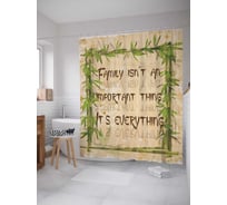Штора (занавеска) для ванной JoyArty "Семья - это не главное, это все" из сатена, 180х200 см с крючками, sc_7503