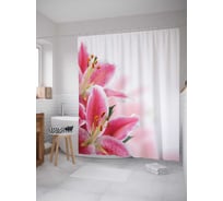 Штора (занавеска) для ванной JoyArty "Нежность лилий" из сатена, 180х200 см с крючками, sc_55142