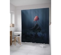 Штора (занавеска) для ванной JoyArty "Одинокое дерево на острове" из сатена, 180х200 см с крючками, sc_35355