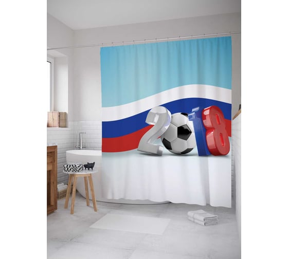 Штора (занавеска) для ванной JoyArty "Снежная Россия" из сатена, 180х200 см sc_378910 1