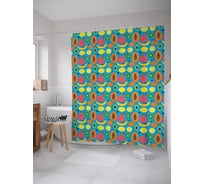 Штора (занавеска) для ванной JoyArty "Мозаика фруктовая" из сатена, 180х200 см с крючками, sc_71723