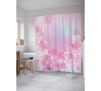 Штора (занавеска) для ванной JoyArty "Снежные цветы" из сатена, 180х200 см с крючками, sc_35499