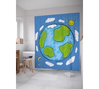 Штора (занавеска) для ванной JoyArty "Нарисованная Земля" из сатена, 180х200 см с крючками, sc_37991