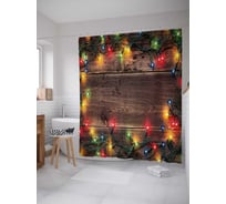 Штора (занавеска) для ванной JoyArty "Новогодние огни" из сатена, 180х200 см с крючками, sc_37061