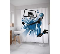 Штора (занавеска) для ванной JoyArty "Покорение кольца" из сатена, 180х200 см с крючками, sc_37278