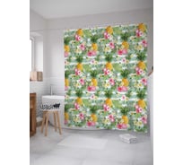 Штора (занавеска) для ванной JoyArty "Ананасовый пейзаж" из сатена, 180х200 см с крючками, sc_47784