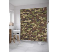 Штора (занавеска) для ванной JoyArty "Камуфляжная мозаика" из сатена, 180х200 см с крючками, sc_34628