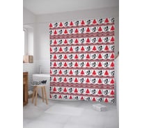 Штора (занавеска) для ванной JoyArty "Новогодняя вышивка" из сатена, 180х200 см с крючками, sc_37123