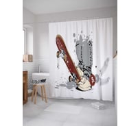 Штора (занавеска) для ванной JoyArty "Скейтборд и кеды" из сатена, 180х200 см с крючками, sc_37294