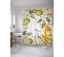 Штора (занавеска) для ванной JoyArty "Ароматная груша" из сатена, 180х200 см с крючками, sc_7450