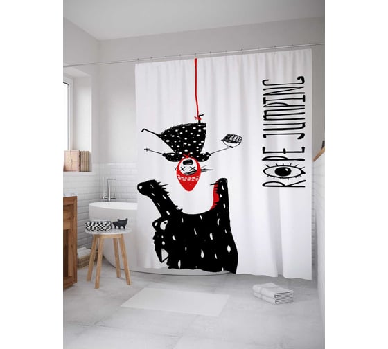 Штора (занавеска) для ванной JoyArty "День веревки" из сатена, 180х200 см с крючками, sc_37243 1