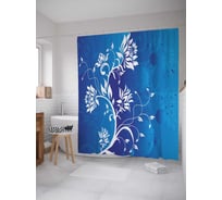 Штора (занавеска) для ванной JoyArty "Силуэт цветения" из сатена, 180х200 см с крючками, sc_38011
