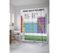 Штора (занавеска) для ванной JoyArty "Химические связи" из сатена, 180х200 см с крючками, sc_33457