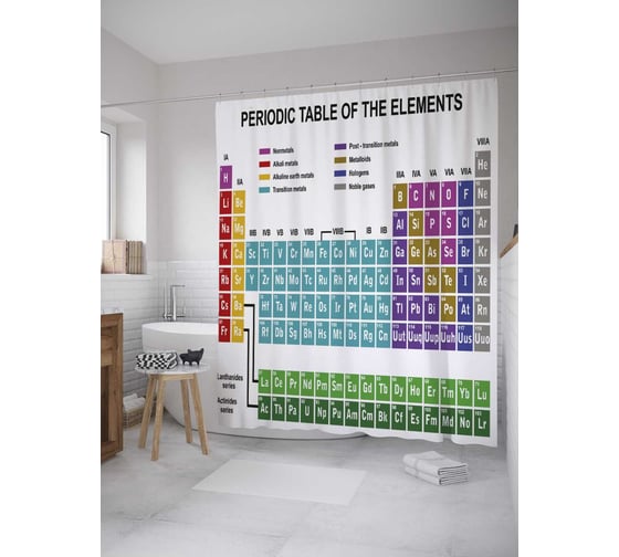 Штора (занавеска) для ванной JoyArty "Химические связи" из сатена, 180х200 см с крючками, sc_33457 1