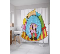 Штора (занавеска) для ванной JoyArty "Зверек калачиком" из сатена, 180х200 см с крючками, sc_37228