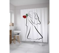 Штора (занавеска) для ванной JoyArty "Силуэт молодоженов" из сатена, 180х200 см с крючками, sc_35137