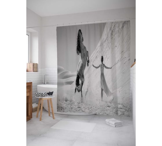 Штора (занавеска) для ванной JoyArty "Арена в пустыне" из сатена, 180х200 см с крючками, sc_37455 1