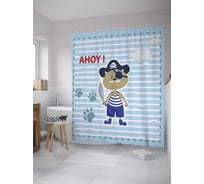 Штора (занавеска) для ванной JoyArty "Кот-пират" из сатена, 180х200 см с крючками, sc_34597