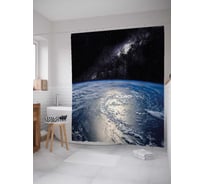 Штора (занавеска) для ванной JoyArty "Земля и Млечный путь" из сатена, 180х200 см с крючками, sc_37997