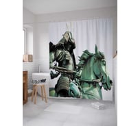 Штора (занавеска) для ванной JoyArty "Самурай на лошади" из сатена, 180х200 см с крючками, sc_9956