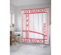 Штора (занавеска) для ванной JoyArty "Сан-Франциско оттиск печати" из сатена, 180х200 см с крючками, sc_5449