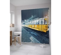 Штора (занавеска) для ванной JoyArty "Скоростной трамвай" из сатена, 180х200 см с крючками, sc_34759