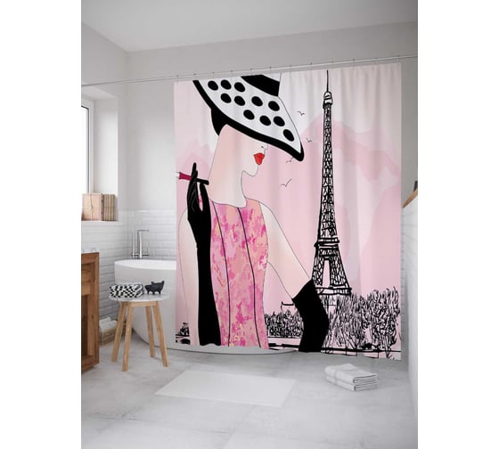 Штора (занавеска) для ванной JoyArty "С сигаретой" из сатена, 180х200 см с крючками, sc_37262 1