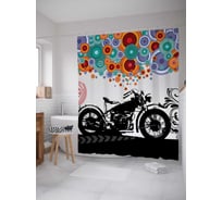 Штора (занавеска) для ванной JoyArty "Мечта о мотоцикле" из сатена, 180х200 см с крючками, sc_9932
