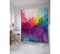 Штора (занавеска) для ванной JoyArty "Радужный кубизм" из сатена, 180х200 см с крючками, sc_38482
