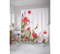 Штора (занавеска) для ванной JoyArty "Краски цветов" из сатена, 180х200 см с крючками, sc_4455